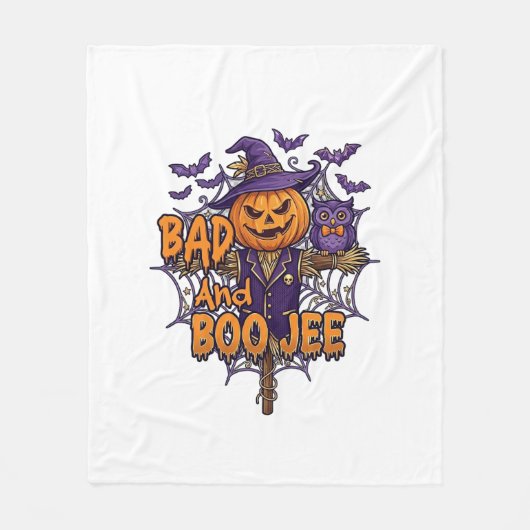 Schlechter Boo Jee Kürbis Vogelscheuche Lila Eule Fleecedecke (Vorderseite)