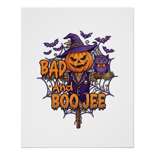 Schlechter Boo Jee Kürbis Vogelscheuche Lila Eule  Poster (Vorderseite)