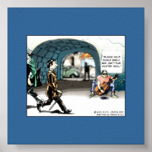 "Schlechter Gitarrist" Lustiges Cartoon Sammelpost Poster