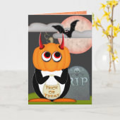 Schlechter Pinguin Halloween Karte (Gelbe Blume)