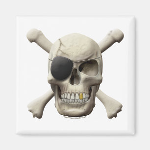 Schlechter Piraten-Schädel u. gekreuzte Knochen Magnet