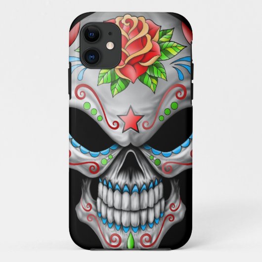 Schlechter Rosen-Zuckerschädel Case-Mate iPhone Hülle (Rückseite)