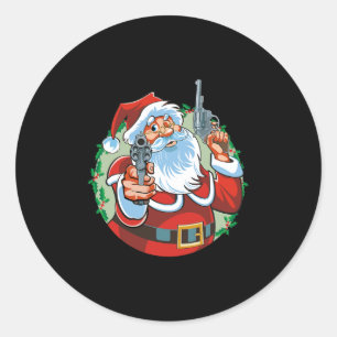 schlechter Santa-Claus mit Schusswaffen - lustige  Runder Aufkleber