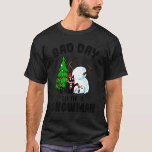 Schlechter Tag als Schneemann Black Cat Weihnachte T-Shirt