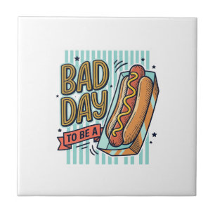 Schlechter Tag Hot Dog Retro Vektor-Shirt-Design_1 Fliese