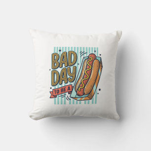 Schlechter Tag Hot Dog Retro Vektor-Shirt-Design_1 Kissen