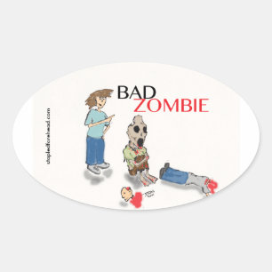 Schlechter Zombie-Aufkleber Ovaler Aufkleber