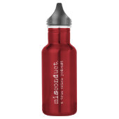 schlechtes Betragen. Wasser-Flasche des Edelstahlflasche (Links)