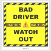 Schlechtes Fahrersicherheitszeichen - Gelbe Vorsic Aufkleber (Blatt)