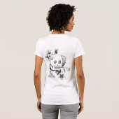 Schlechtes Mädchen-mexikanische Schädel, Blumen T-Shirt (Schwarz voll)