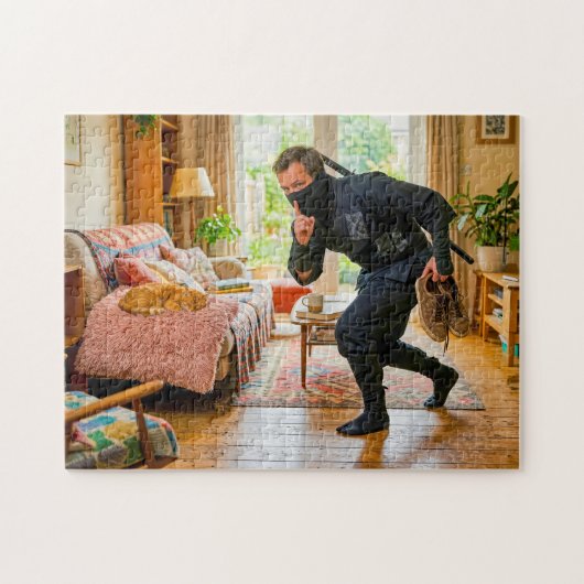 Schleichen an schlafender Katze vorbei Puzzle (Horizontal)
