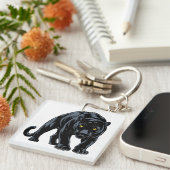 Schleichender Schwarzer Panther-Maskottchen Schlüsselanhänger (Vorderseite rechts)