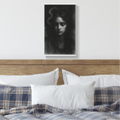 Schleier der Stille - Dunkles Kohleportrait Leinwanddruck (Insitu (Schlafzimmer))