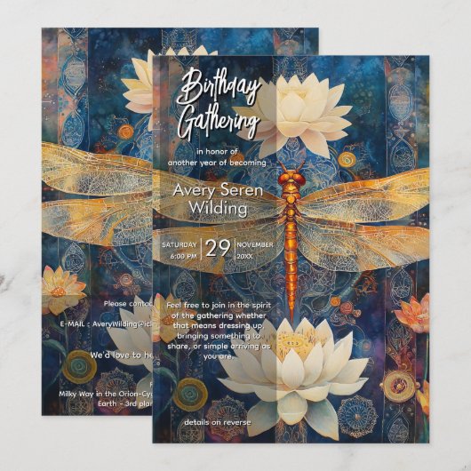 Schleier des Lichts | Dragonfly Design Einladung (Vorne/Hinten)