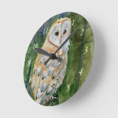 Schleiereule-Aquarell Runde Wanduhr (Winkel)