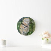 Schleiereule-Aquarell Runde Wanduhr (Zuhause)