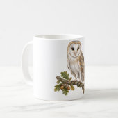 Schleiereule auf einem Eichenast Kaffeetasse (Vorderseite Links)