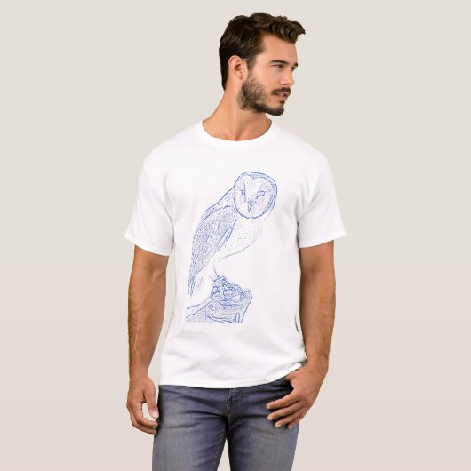 Schleiereule (blau) T-Shirt (Vorne ganz)