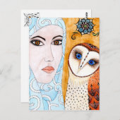 Schleiereule & Frau Postkarte (Vorne/Hinten)