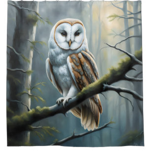 Schleiereule im Wald Duschvorhang