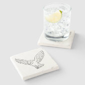 Schleiereule in Fluglinie Kunst Steinuntersetzer (Seitenansicht)