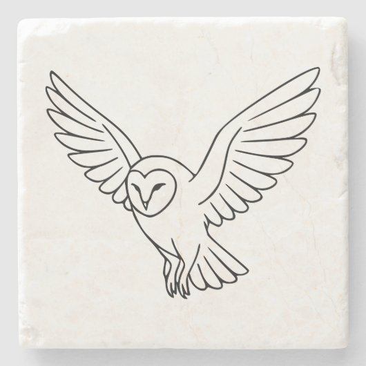 Schleiereule in Fluglinie Kunst Steinuntersetzer (Vorderseite)