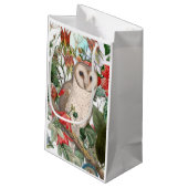 Schleiereule mit Beeren/Florales Geschenktüte (Rückseite Schrägansicht)