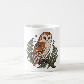 Schleiereule mit Farnen und Waldsternen Kaffeetasse