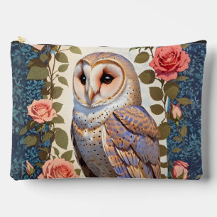 Schleiereule rosa Rosen Floral Zubehörtasche