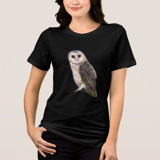Schleiereule Tri-Blend Shirt (Vorderseite)