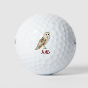 Schleiereule Vogel Tier Monogramm Kunst Golfball