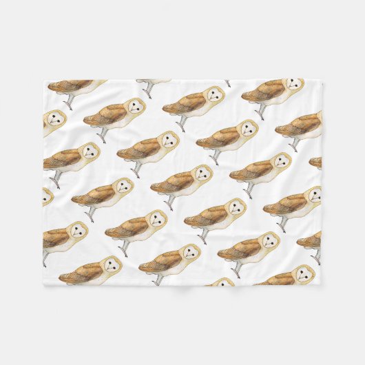 Schleiereule-Wasserfarbe Fleecedecke (Vorderseite (Horizontal))
