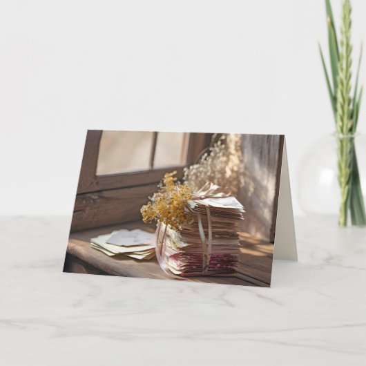 Schleife auf alten Buchstaben nach Fenstern Karte (Vorderseite)