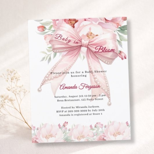 Schleife rosa Blumen blühen Mädchen Baby Shower Ei