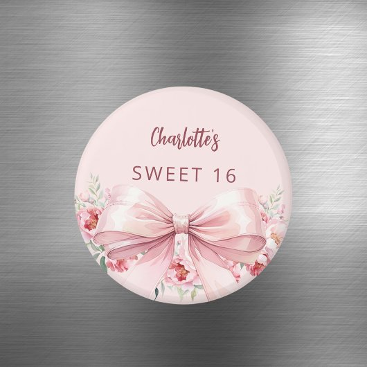 Schleife rosa Blumen Rosen Sweet 16 Magnet