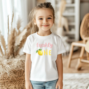 Schleife Rosa Gelbe Zitrone Frisch Erste Geburtsta Baby T-shirt