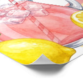 Schleife Rosa Gelbe Zitrone Frisch Erste Geburtsta Poster (Ecke)