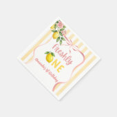Schleife Rosa Gelbe Zitrone Frisch Erste Geburtsta Serviette (Ecke)