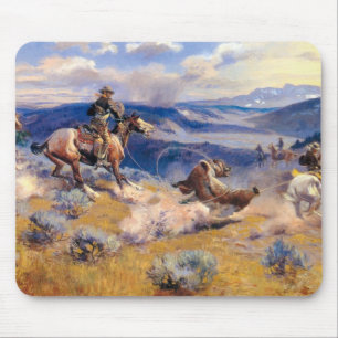 Schleifen Charless M. Russell und schnelles Horses Mousepad