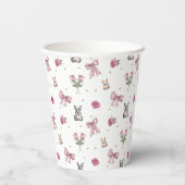 Schleifen, Häschen und Blumen Pappbecher (Rückseite)