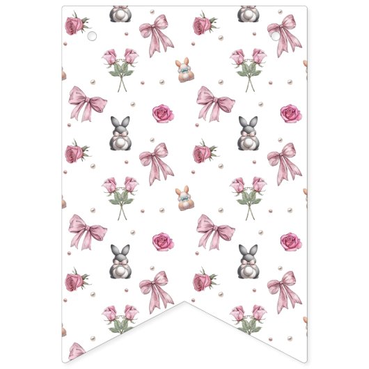 Schleifen, Häschen und Blumen Wimpelkette (Zweite Fahne)