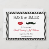 Schleifen und Lippen Zickzack Speichern Sie die Da Save The Date (Vorderseite)