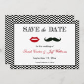 Schleifen und Lippen Zickzack Speichern Sie die Da Save The Date (Vorne/Hinten)