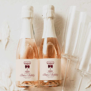 Schleifen und prickelnde Brautparty-Mini-Champagne Schaumweinetikett
