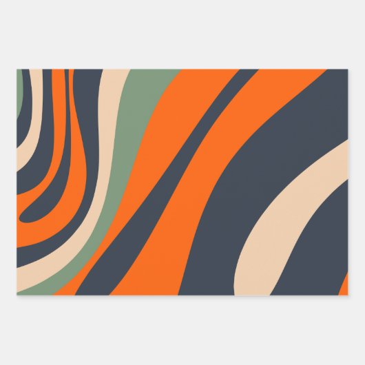 Schleifen und Wirbel Retro Abstrakte Muster Geschenkpapier Set (Vorderseite)