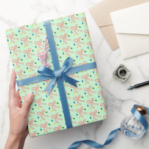 Schleifenband-Christmas-Weihnachten Rosa Grün Geschenkpapier