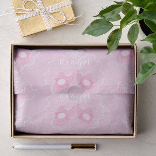 Schleifenband Es ist ein Mädchen Rosa Seidenpapier
