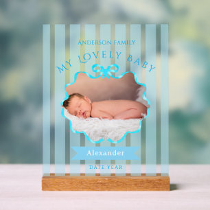 Schleifenband Neugeborenes Baby Boy Acrylschild