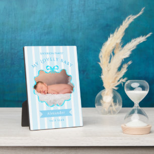 Schleifenband Neugeborenes Baby Boy  Fotoplatte