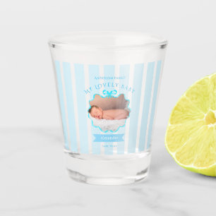 Schleifenband Neugeborenes Baby Junge Schnapsglas